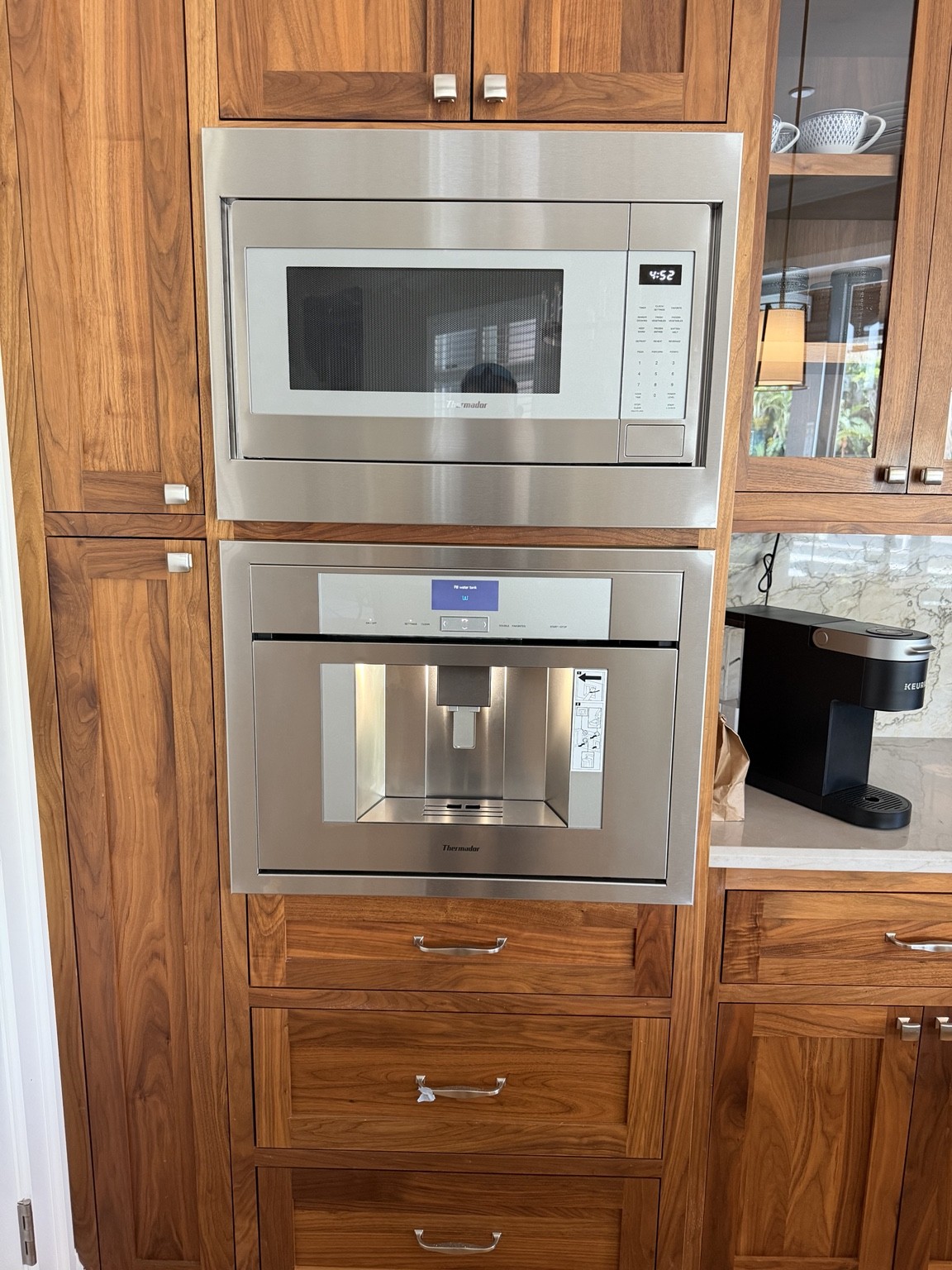 Microwave & coffee system With custom trim